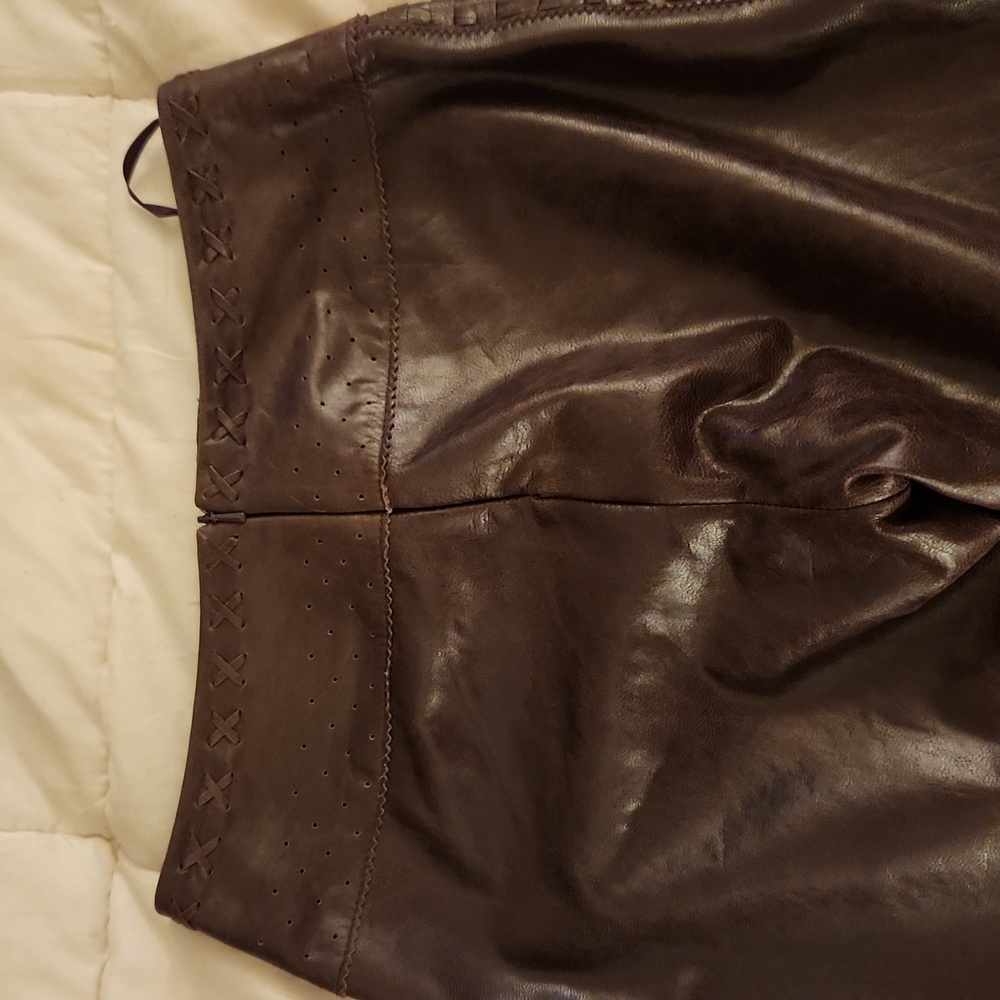 Genuine Leather brown pants size 2 - Picture 6 of 9